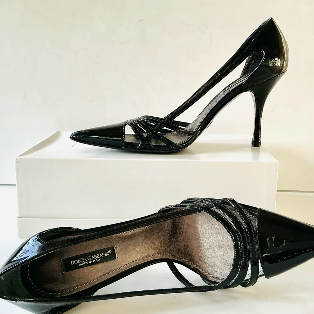 Dolce & Gabbana black patent heels 38